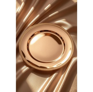 Assiette de service élégante en chrome plaqué avec bordure à perles, réutilisable, ronde de 13 pouces, chargeur d'événement pour hôtel/fête, vente en gros, sous-assiette en métal - Product Image 2