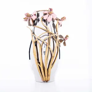 Grande sculpture en fer d'extérieur, design côtier, vase de sol, décoration de jardin zen, accent unique pour la maison, vase à fleurs Zahid Exports - Product Image 1