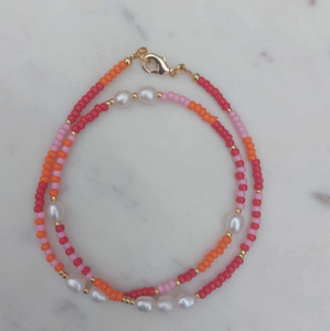 Collar de Moda con Perlas de Agua Dulce y Cuentas, Collar de Perlas y Cuentas de Colores, Pañuelo con Flecos y Cuentas - Product Image 1