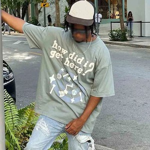 Camisetas informales de algodón 100% ligeras Unisex, logotipo de marca personalizado, ropa de calle con hombros caídos de gran tamaño para estampado de hojaldre para - Product Image 2