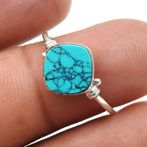 À la mode 925 en argent Sterling mariage fiançailles naturel Turquoise pierres précieuses élégant anneau pour femme filles bijoux faits à la main pour cadeaux - Product Image 4