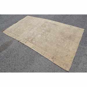 Alfombra turca vintage de 5,2x8,8 pies, respaldo de látex de lana Beige, estilo Tabriz, patrón abstracto, pasillo Rectangular, entrada para entrada - Product Image 2