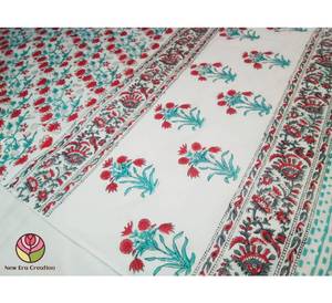 Nouveau pruce profond et blanc indien main bloc Floral imprimé pur coton nappe Table à manger couverture ferme fête de mariage maison - Product Image 1