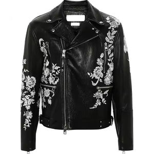Nueva Colección 2025 Chaquetas de Motocicleta de Invierno Unisex de la Mejor Calidad, Personalizadas, con Estampado Floral, de Cuero Genuino, Resistentes al Viento, con Cuello y Cremallera - Product Image 1