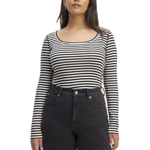 Camisetas de Manga Larga para Mujer, Ajustadas, de Poliéster/Algodón Ecológico, con Impresión de Logotipo Personalizado, Etiqueta Privada, las Más Vendidas - Product Image 1