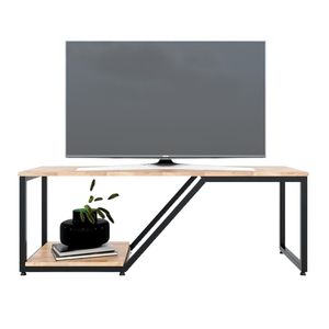HEBE Soporte de TV Simple de 120 cm, Moderno y Minimalista, de Madera con Marco de Hierro y LED para Casa de Campo o Sala de Estar KTV68080 - Product Image 1
