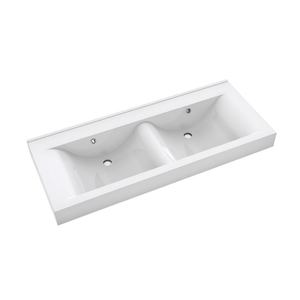 Lavabo Doble Koricini de 120 cm en Resina-Mármol Blanco para Muebles Base Vieste - Product Image 3