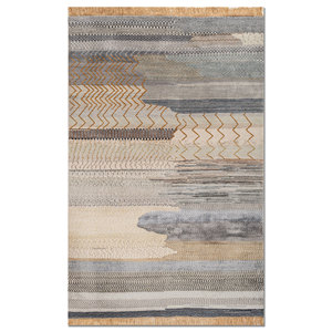 Manchaha Ivory Hand Knotted Wool Bamboo Silk Rug Living Room Carpet Abstract Pattern for Teenagers Rectangle <b>Hallway</b> Les-2939 - Product Image 1