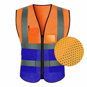 Amna Apparels Hot Sale Custom Logo Pockets Construction Wholesale High Visibility Reflective Breathable Cotton/Polyester <b>Vest</b> - Product Image 3