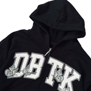 เสื้อฮู้ดดี้ผ้าฝ้ายหนาน้ำหนัก 400 GSM สำหรับฤดูหนาว ไซส์อเมริกา รับสั่งทำลายพิมพ์และปักลาย พร้อมตกแต่งด้วยคริสตัล  ผู้จำหน่ายเสื้อผ้าสตรีทแวร์ - Product Image 2