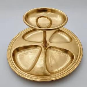 Bol de service en aluminium doré, décoration de table en métal, bols pour dattes, chocolat, fruits secs, idéal pour la salle à manger à domicile - Product Image 4