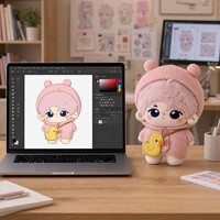 Poupée en peluche rose personnalisée Kawaii, figurine douce à collectionner avec sweat à capuche, sac en forme de canard, cadeau de présentation