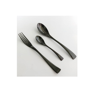 ชุดช้อนสแตนเลสด้ามสั้น4ชิ้นทำจากเหล็กเคลือบเงาสีดำมิเรอร์ - Product Image 4