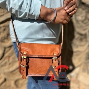Unisex Goat Leather Office Messenger <b>Bag</b> Pure Leather <b>Laptop</b> <b>Bag</b> 5*7 Inch India Inspired Design - Product Image 1