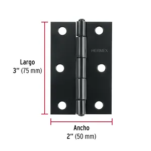 HERMEX 3 'nero cerniera rettangolare in scatola di 20 unità cerniere mobili - Product Image 3