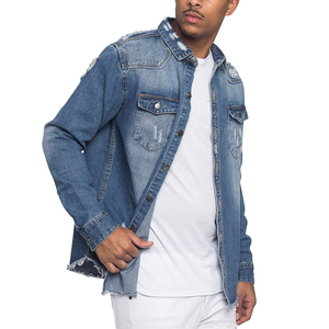 Chemises en denim délavé vintage pour hommes, manteau en coton boutonné classique de style High Street, vestes pulls pour l'extérieur et le streetwear - Product Image 4