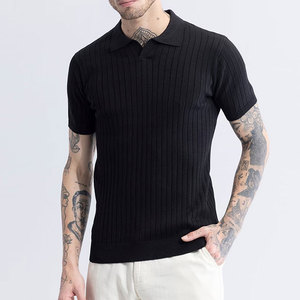 OEM Slim Fit media manga verano atleta algodón Jersey moda letra patrón para Polo camisetas venta al por mayor ropa de oficina para hombres - Product Image 3