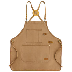 Tablier en lin naturel à bretelles réglables, surface en silicone lavable, ajustement confortable, tablier de cuisine, de jardin et de nettoyage - Product Image 5