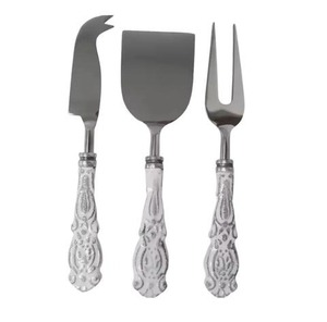 Juego de cubiertos de queso hechos a mano de calidad superior Nuevo aspecto con mango acabado de lavado blanco Nuevo juego de queso de metal - Product Image 1