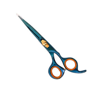 Ciseaux de salon de coiffure de couleur personnalisée avec repose-doigts fixe et vis réglable dorée en acier métallique Ciseaux de salon de beauté - Product Image 1