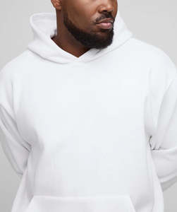 Pure <b>White</b> Color Soft Fleece Streetwear <b>Sweatshirt</b> with Hood 2025 Stylish <b>Men's</b> Loose Fit 380 GSM Pullover Hoodies - Product Image 6