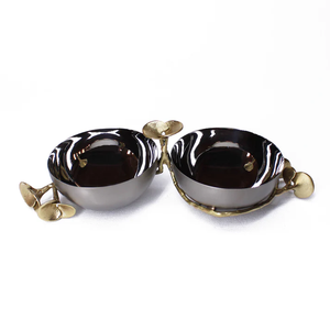 Bols de service en acier argenté pour noix avec fleurs dorées Bols à salade Bols à fruits pour la décoration de la maison Grossiste - Product Image 5