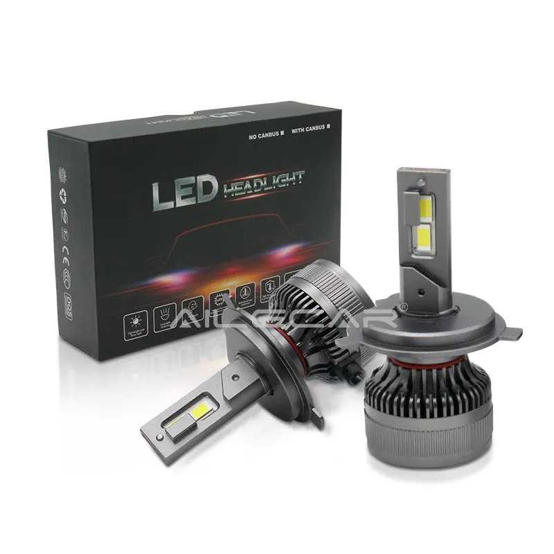 Farol de carro Ailecar H4 H7 H11 9005 9006 38W de alto brilho DP38 LED Faróis para carro em três cores para opção