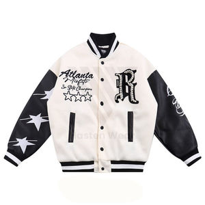 Veste universitaire coupe-vent à fermeture boutonnée surdimensionnée OEM Veste polaire viscose d'hiver à motif de décoration pour hommes - Product Image 1