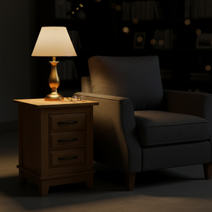 Mesa de centro moderna con 3 cajones, color natural, madera de caucho, MDF, muebles para sala de estar - Product Image 3