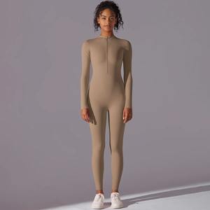Bodys de sport pour femmes ensembles de gymnastique combinaison de Yoga pour Fitness haut Push Up avec fermeture éclair costumes d'entraînement vêtements vêtements de sport - Product Image 4