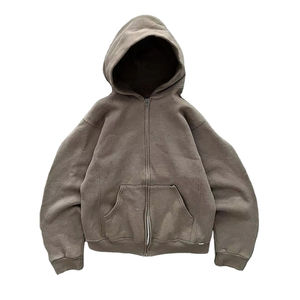 Fabricantes personalizados de alta calidad básicos peso pesado cremallera completa parches bordados sudaderas térmicas lavado ácido hombres sudaderas con capucha - Product Image 3