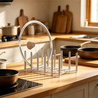WIREKING Support de rangement extensible en acier inoxydable pour couvercles de casseroles, pour comptoir de cuisine, armoire, rangement de poêles et planches à découper