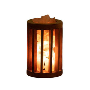 Lampe au sel naturel de l'Himalaya sculptée pour décoration intérieure moderne avec base en bois, artisanat de style amoureux, beau design de panier - Product Image 1