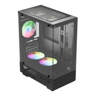 Étui de jeu panoramique avec vue sur la mer Boîtier d'ordinateur de jeu à M-ATX horizontale avec boîtier PC en verre trempé