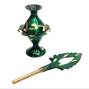 Surma Dani ทองเหลืองขัดเงามีเอกลักษณ์สีเขียวแบบดั้งเดิมสำหรับตกแต่งและให้เป็นของขวัญ100กรัมสำหรับ Surma Powder surmedaani - Product Image 1