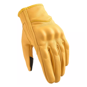 Gants de moto unisexes en cuir jaune à doigts entiers grande taille avec écran tactile respirant vêtements de course automobile pour la moto - Product Image 4