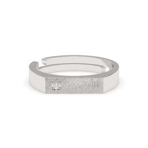 <b>Men's</b> Rhodium-Plated Diamond Cut <b>Ring</b> in Sleek Design-925 Sterling <b>Silver</b> - Product Image 1