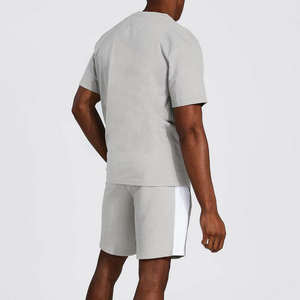 Chándal de media manga de algodón personalizado al por mayor pantalones cortos de hombre personalizados traje de dos piezas de bloque de color traje de jogging - Product Image 3