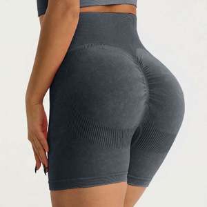 กางเกงขาสั้นออกกำลังกายโยคะสำหรับผู้หญิง ผ้าสแปนเด็กซ์/ไนลอน แห้งเร็ว ทรงสลิม เอวกลาง แต่งโลโก้ตามสั่ง ลวดลายฟรอสต์  พร้อมเชือกผูกเอว - Product Image 5