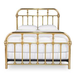 Cadre de lit en laiton robuste avec poteaux décoratifs, finition lisse, construction fiable pour une utilisation longue durée dans la chambre. - Product Image 5