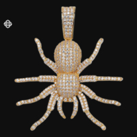 Pendentif Araignée Moissanite Hiphop Personnalisé Plaqué Or et Argent 925 de Haute Qualité pour Hommes et Femmes, Bijoux Bling Rapper