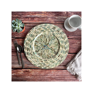 Napperon en coquillage personnalisé décoration de plaque de chargeur en nacre pour affichage incrustation tapis de chargeur pique-nique de mariage - Product Image 3