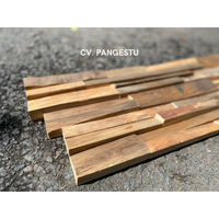 Paneles de Pared de Madera de Teca 3D Modernos PANGESTU, Diseño Geométrico, Insonorizantes, para Villas, Comercios y Entretenimiento en Indonesia