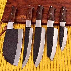 ชุดมีดเชฟเหล็กกล้าคาร์บอนสูงคุณภาพสูงขายส่ง พร้อมมีดสำหรับต่อสู้และตั้งแคมป์ ด้ามไม้ รับผลิตตามแบบ OEM เป็นมิตรกับสิ่งแวดล้อม - Product Image 1