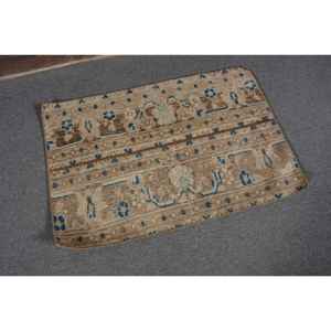 Vintage Turkish <b>Rug</b> Classic Beige <b>Blue</b> 1.7 X 2.6ft Patchwork Design Wool Material Latex Backing for Living Room Teen's <b>Bedroom</b> - Product Image 5