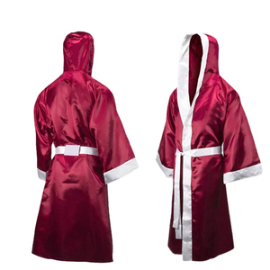 Black-Color Silver-Lining Top Selling Best Quality Kick <b>Boxing</b>-Gown With Hood-Silver <b>Belt</b> <b>Boxing</b> Robes Custom Fighting-Dress - Product Image 5