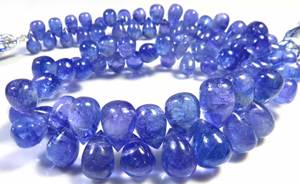 Collar de Tanzanita Africana Azul de Primera Calidad, Cuentas Sueltas Lisas de 6-9 mm, Piedra Preciosa Pleocroica Natural 100%, Forma de Lágrima, Collar de 9 Pulgadas - Product Image 3