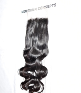 Extensiones de Cabello Humano Virgen Remy Natural Negro 100% Indio con Cierre 4x4, Ondulado, Doble Trama, para Fusion Weaving - Product Image 4
