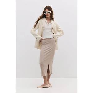 Jupe élégante pour femme, décontractée à formelle, tissée en tricot, taille XS, matière en spandex, taille empire, volants, décoration imprimée pour le travail - Product Image 1