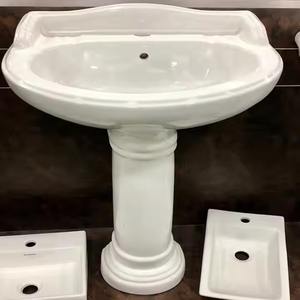Vistaar Ceramics Factory Supply - Glossy Surface Sink Lavabo Basin, White Ceramic 25"x19" Wash Basin with Pedestal From India - Product Image 5